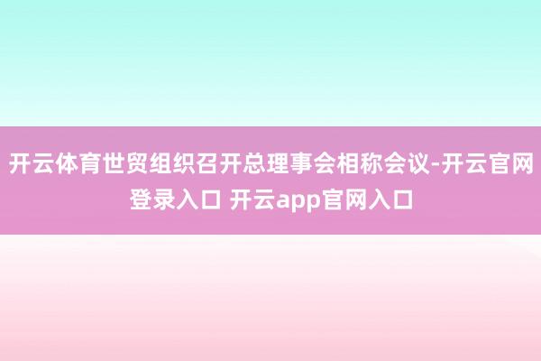开云体育世贸组织召开总理事会相称会议-开云官网登录入口 开云app官网入口
