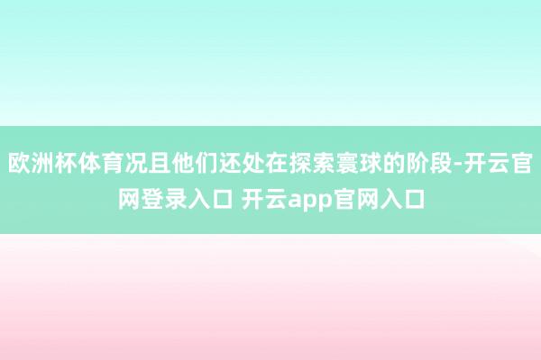 欧洲杯体育况且他们还处在探索寰球的阶段-开云官网登录入口 开云app官网入口