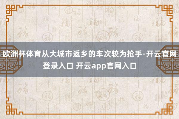 欧洲杯体育从大城市返乡的车次较为抢手-开云官网登录入口 开云app官网入口