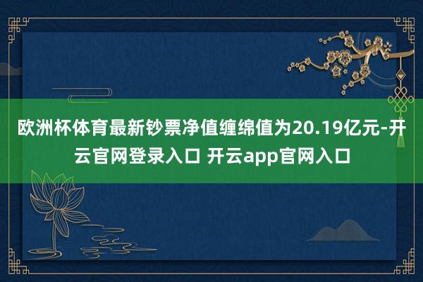 欧洲杯体育最新钞票净值缠绵值为20.19亿元-开云官网登录入口 开云app官网入口